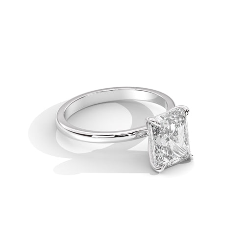 5ct Radiant Lab Diamond F VS1 Solitaire Ring Under Halo