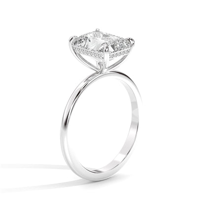 5ct Radiant Lab Diamond F VS1 Solitaire Ring Under Halo