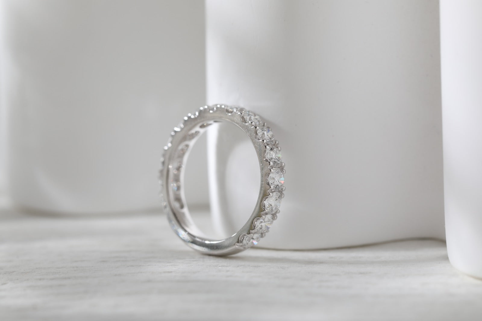 Custom 3/4 set 3.3mm lab diamond eternity band in 14k White gold Sz 6 plus men ring size 12