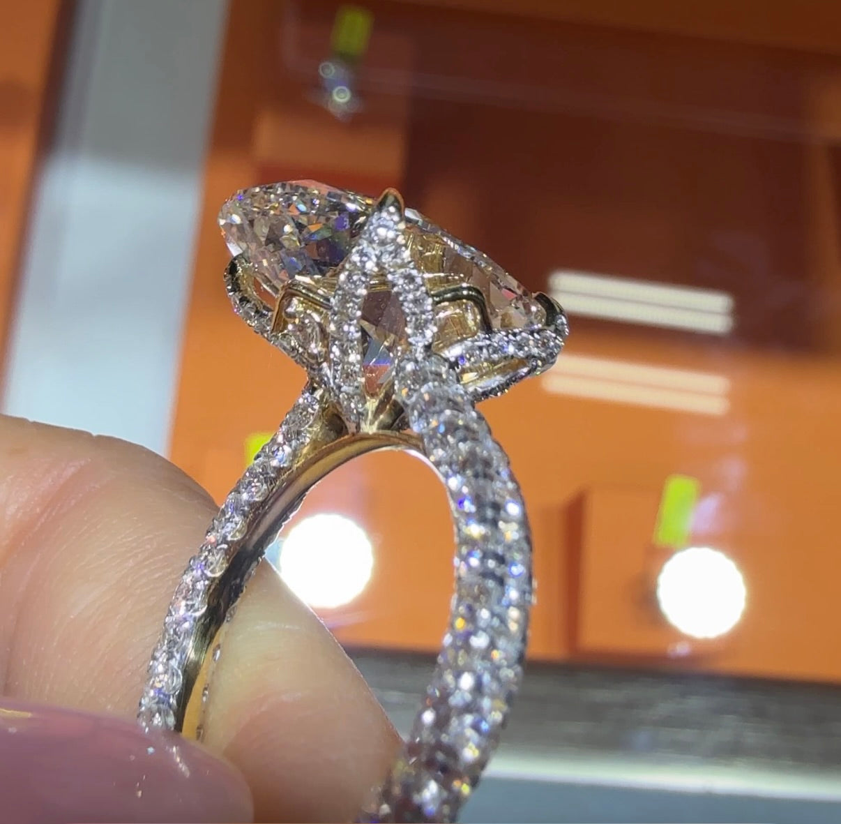 Deposit for Custom Pink Oval tulip pave style setting with 7.03ct FIP VS2 Lab Diamond