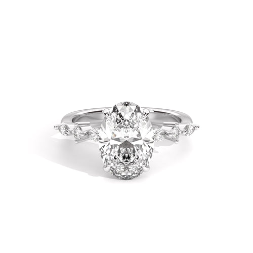 4.51ct Oval E VS1 Lab Diamond Sedona Ring in 14k White Gold