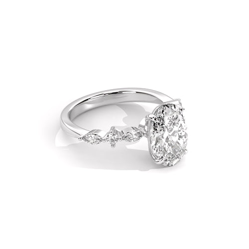 4.51ct Oval E VS1 Lab Diamond Sedona Ring in 14k White Gold
