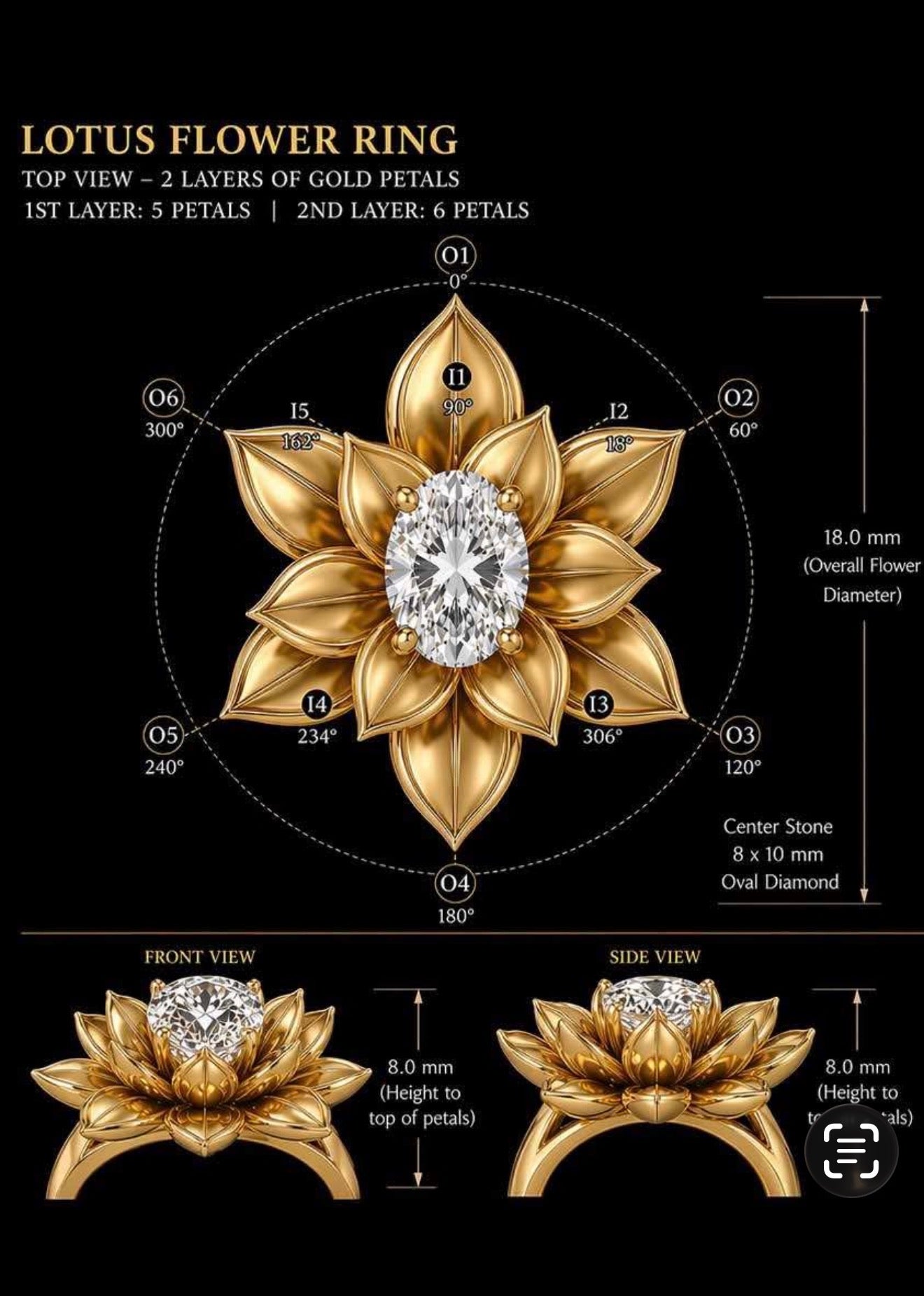 18k Yellow Gold upgrade for Lotus ring