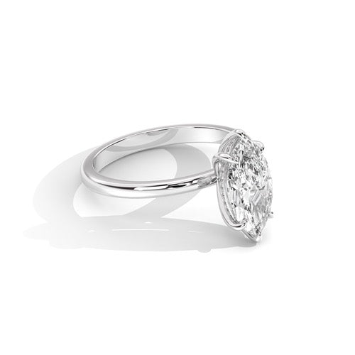 Custom Cut Moval 18k White gold ring