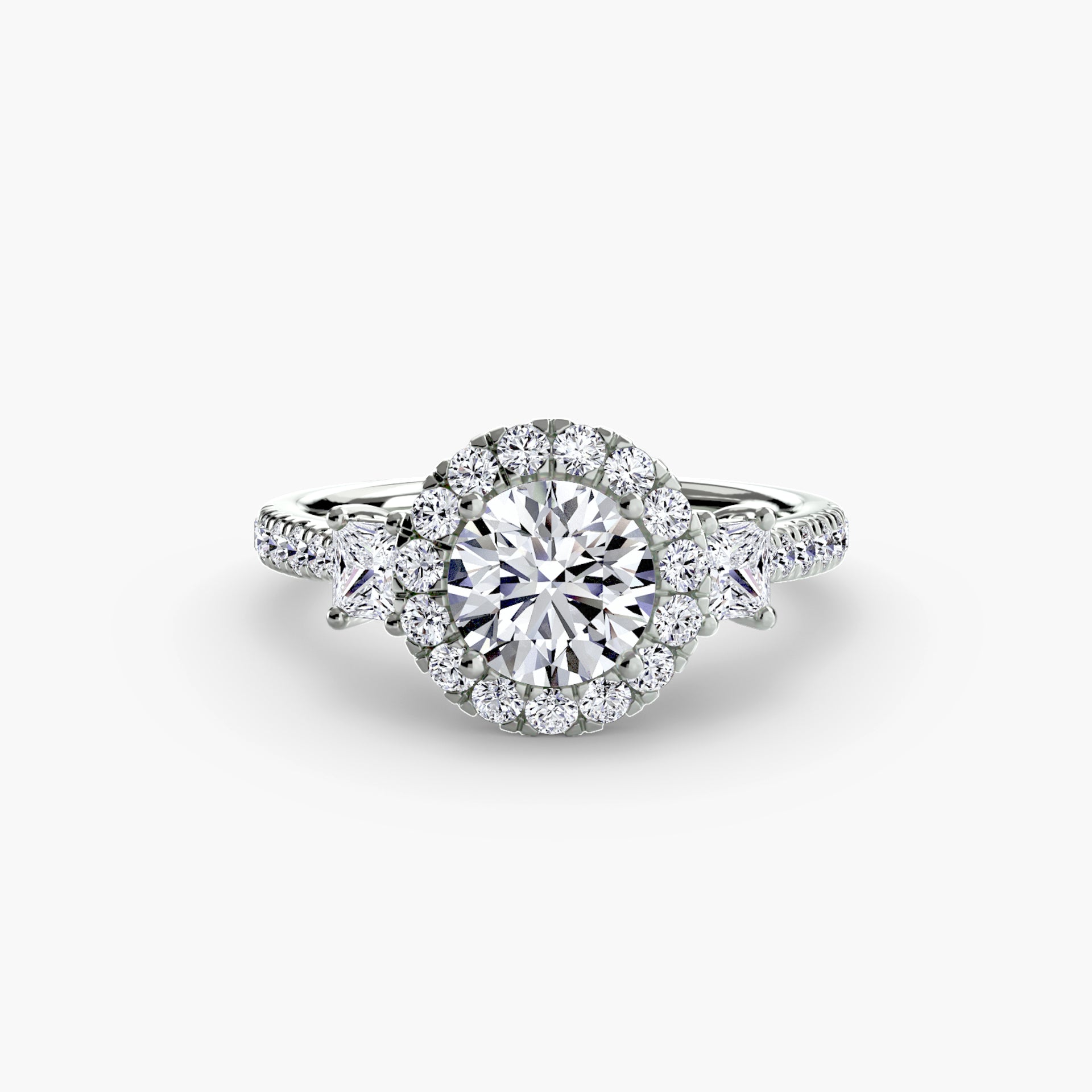 Three-Stone Ring with Halo 2