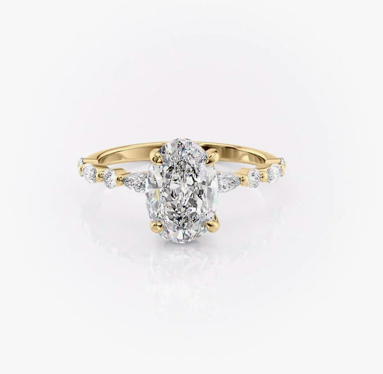 3.55ct E VVS2 Oval Lab Diamond Ring in 14k Yellow Gold size 4.25
