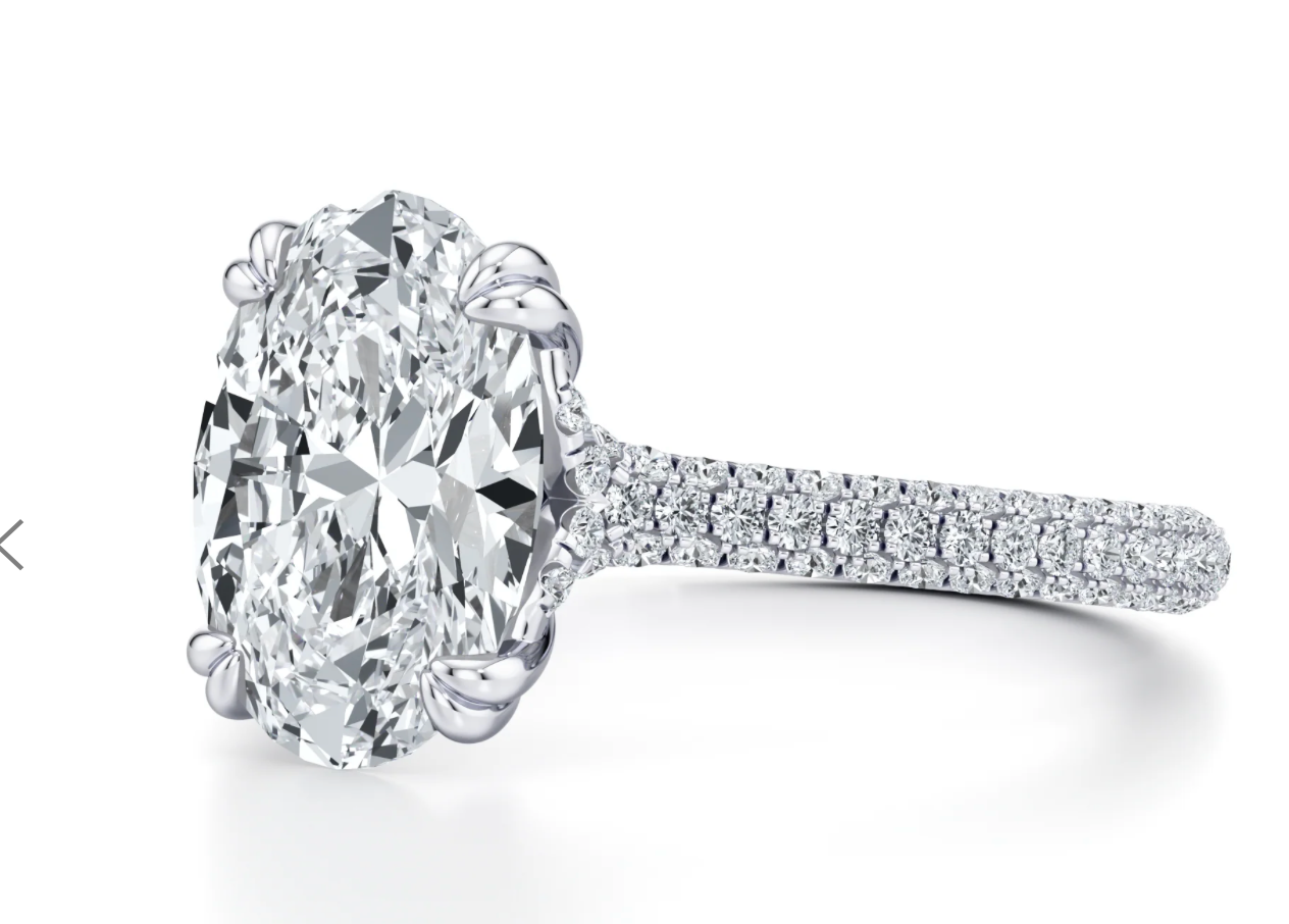 Custom Cushion split shank 3 sided pave ring size 7 -payment 1