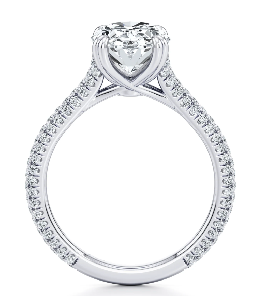 Custom Cushion split shank 3 sided pave ring size 7 -payment 1