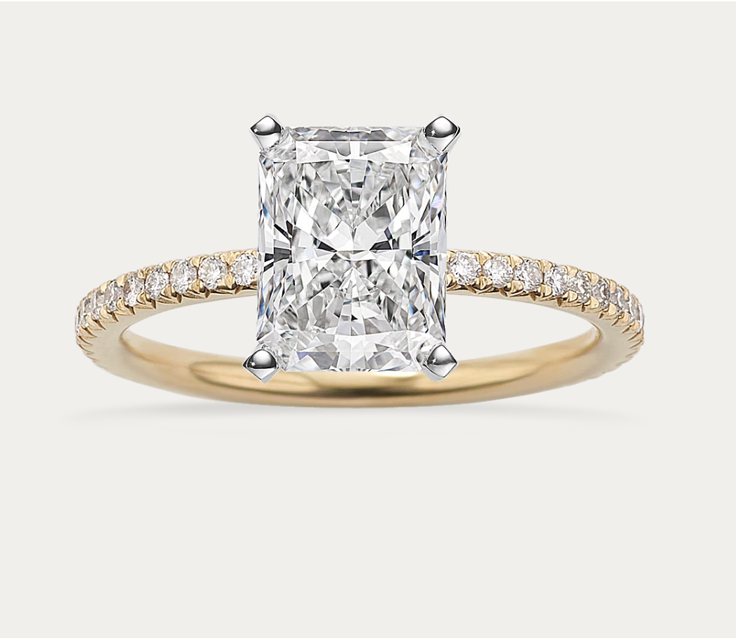 Custom Phoenix in 14k Yellow gold with 5ct Radiant cut E Vs1 center