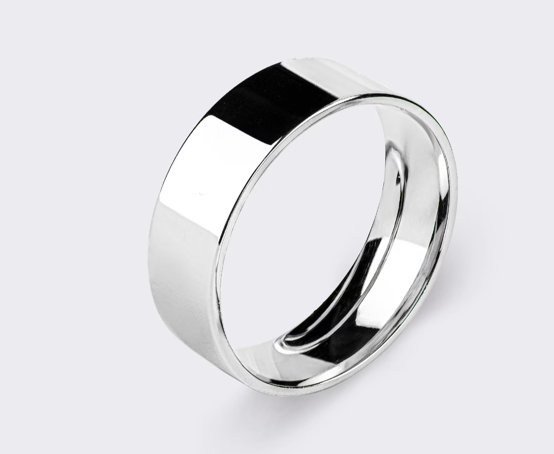 14k White gold Men's square comfort band