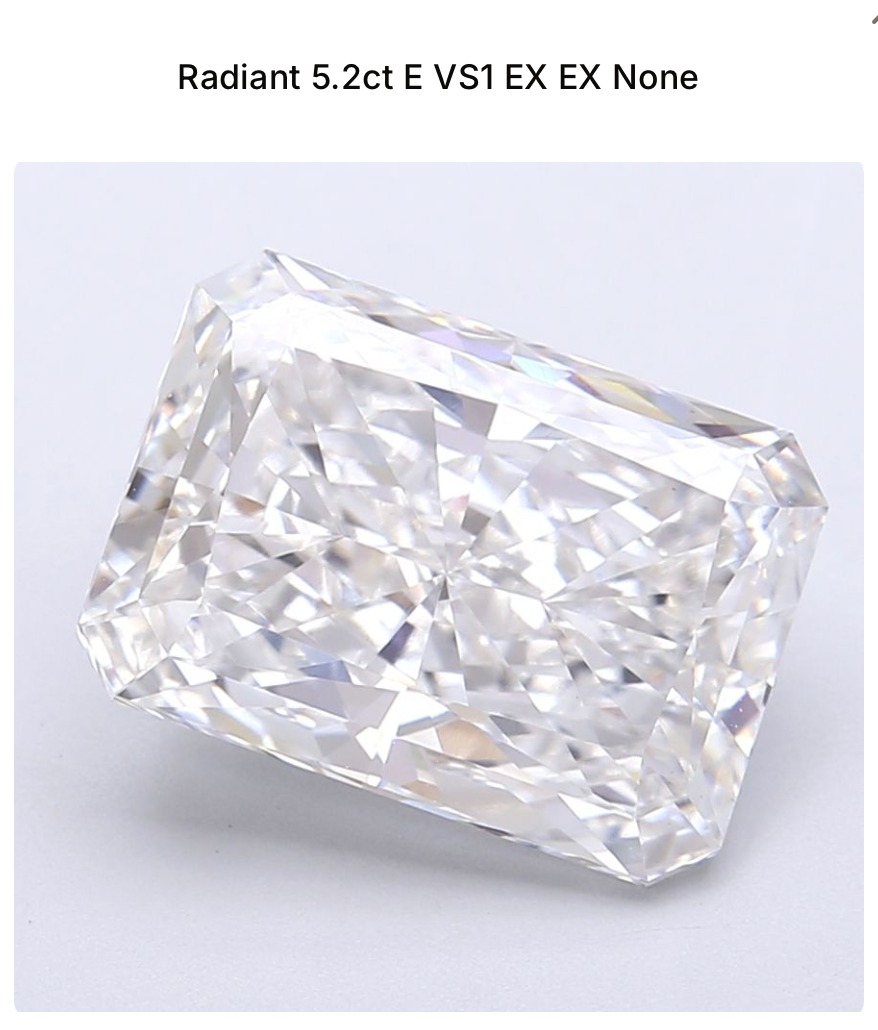 *Sale* Loose 5.20ct Radiant cut E VS1 lab grown diamond