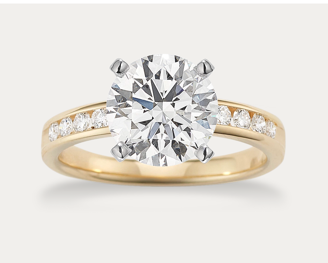 Custom Channel Round lab diamond Engagement and band set. 2 payment split.