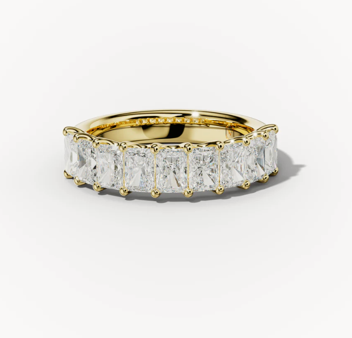 Custom Half eternity band with 8 Radiant lab diamonds