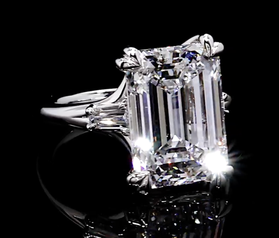 Custom 13.04 ct emerald cut Lab Diamond in a  Jean Dousset "Jane" setting