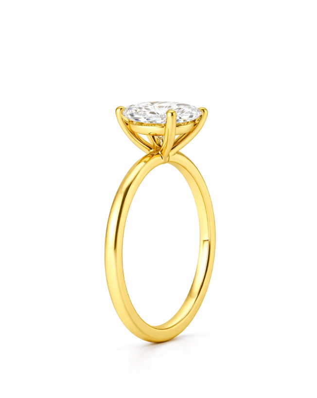 3.09ct G VVS2 lab Grown Marquise ring in Classic 4 prong setting 14k Yellow Gold Size 4.5