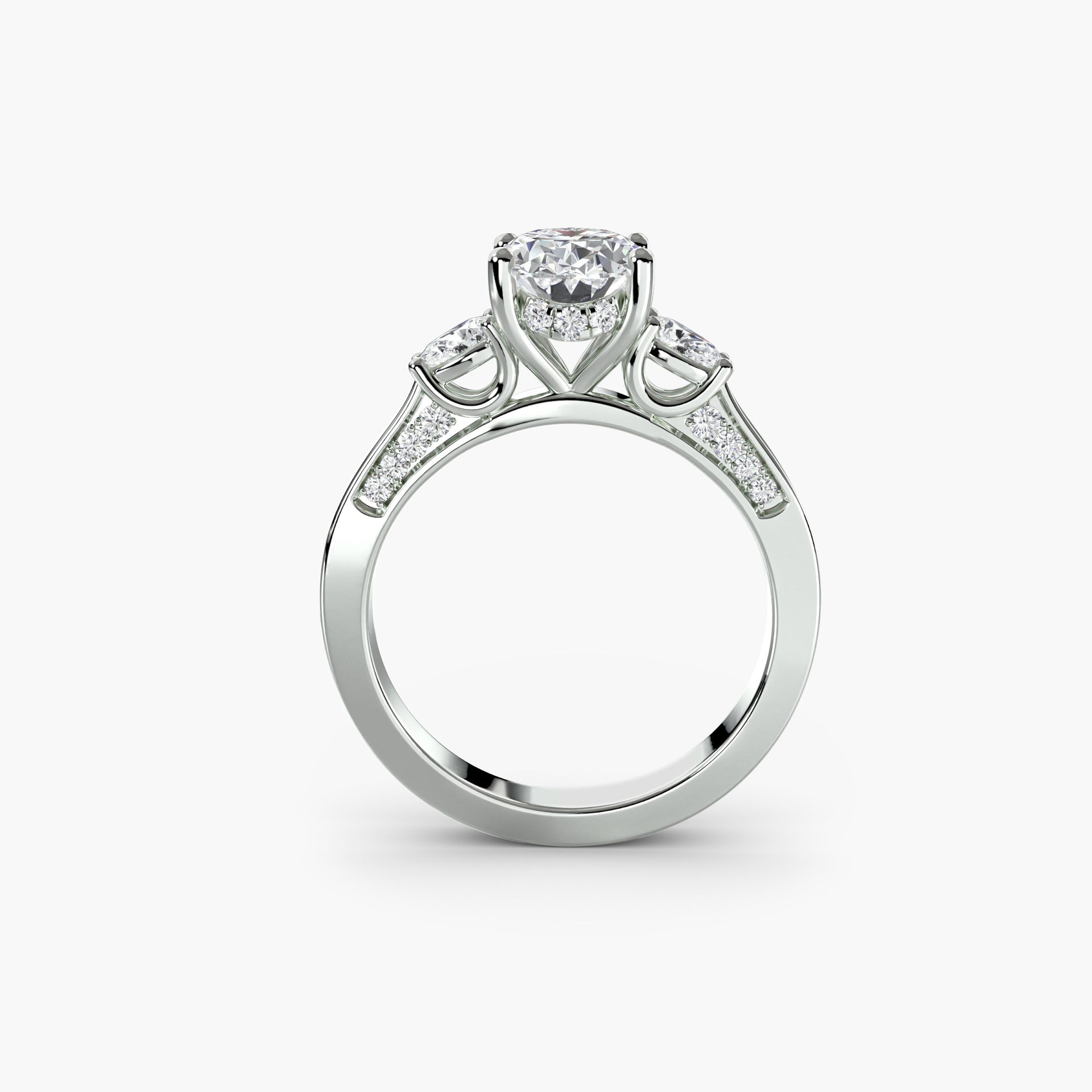Three Stone with Pavé Shoulders