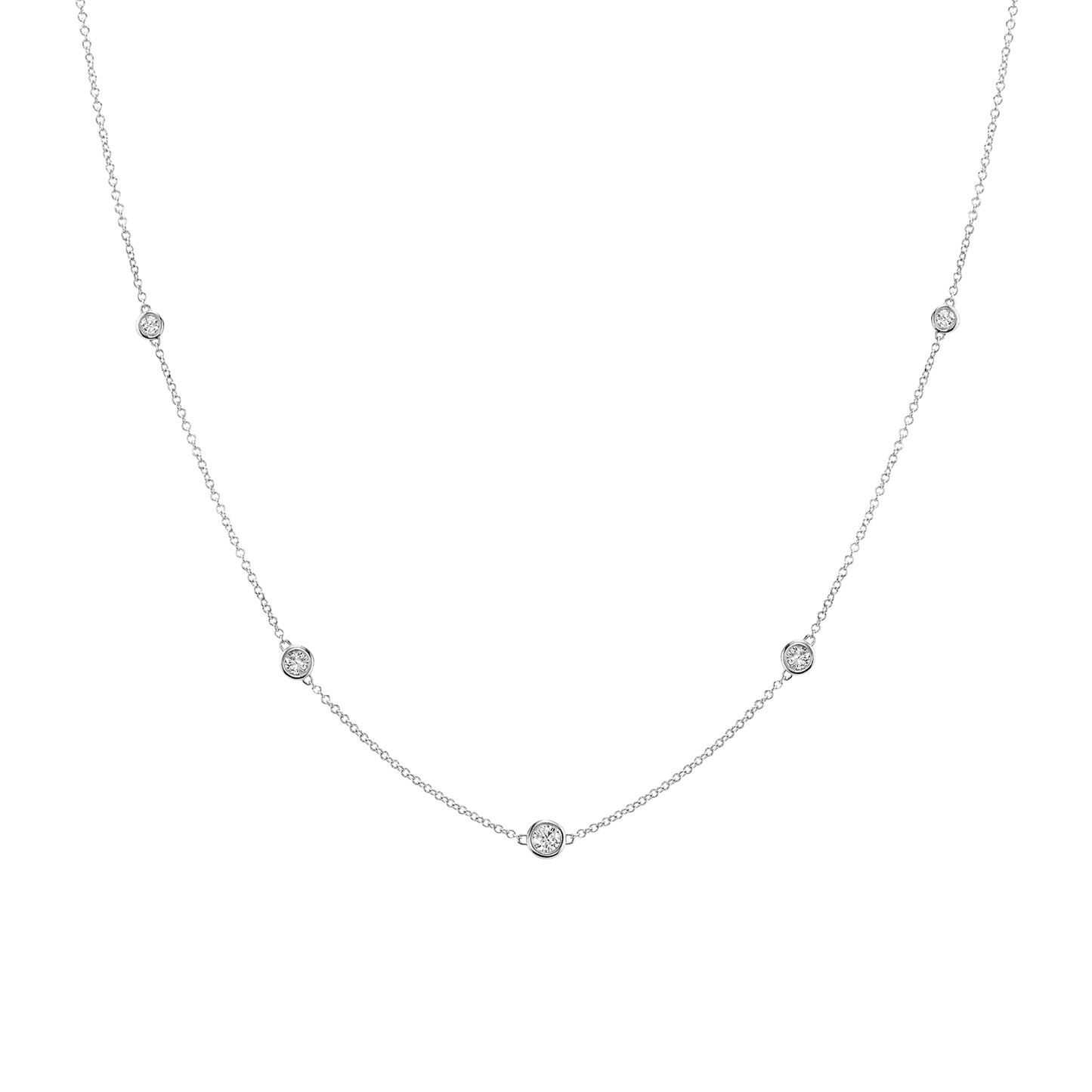 Bezel Diamond Strand Necklace