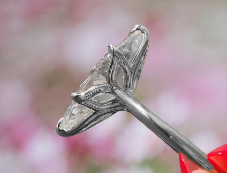 Custom 3 ct moval Lab diamond ring Tulip setting