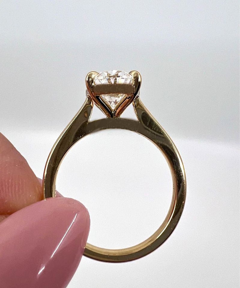 custom 6ct Oval G VS1 Bailey Diamond Ring in 14k Yellow Gold (no hidden halo)