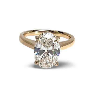 custom 6ct Oval G VS1 Bailey Diamond Ring in 14k Yellow Gold (no hidden halo)